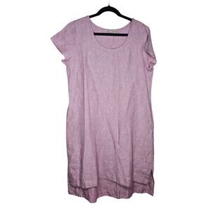 Soft Surroundings M Lavender Linen Tunic Dress Top Short Sleeve Lagenlook